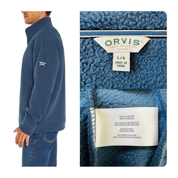 ★ NWT Orvis Men’s Full Zip Heavyweight Fleece Jacket - Blue ★ - Picture 10 of 16